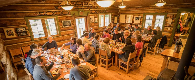 Guest room interior with classic mountain lodge decor