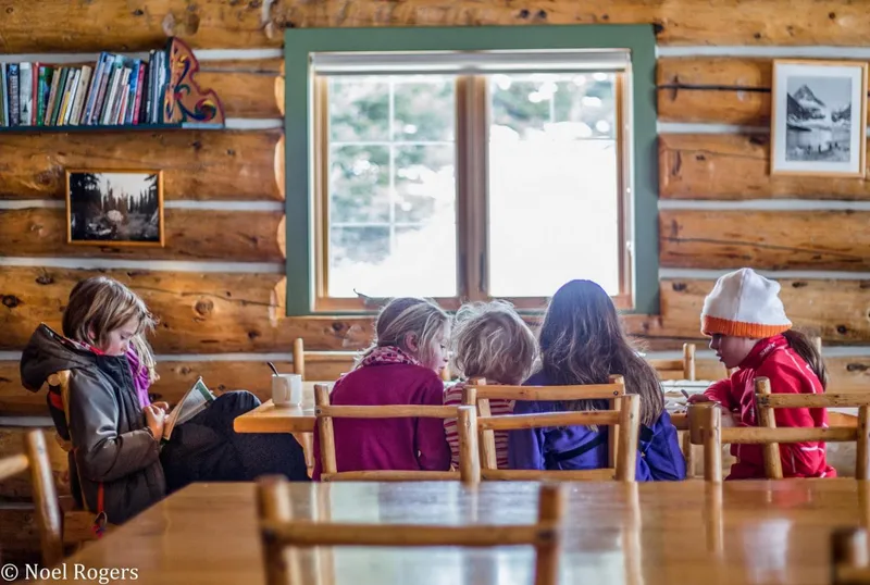 Children gathered in lodge common area