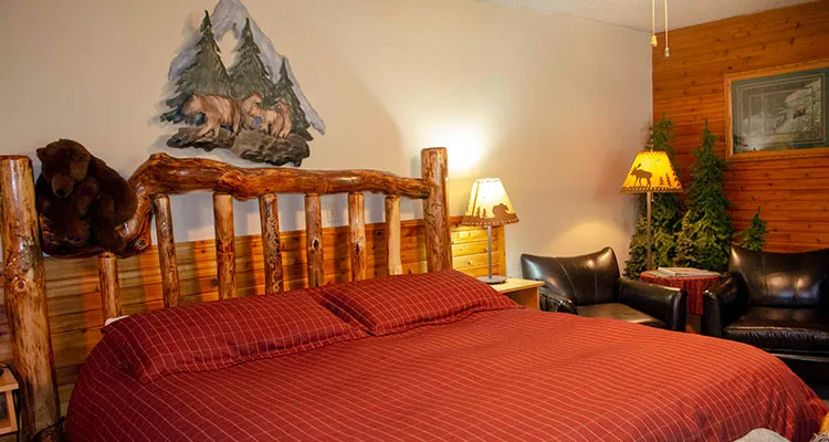 Bear themed guest room with cozy country decor