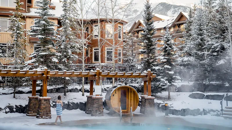 Outdoor heated dry sauna at Stoneridge Mountain Resort